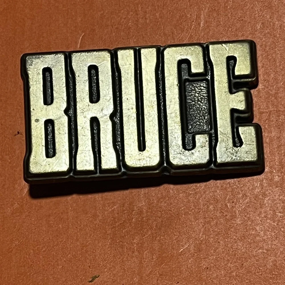 Vintage Style Bruce Name Belt Buckle Silver Tone Metal Western Accessory